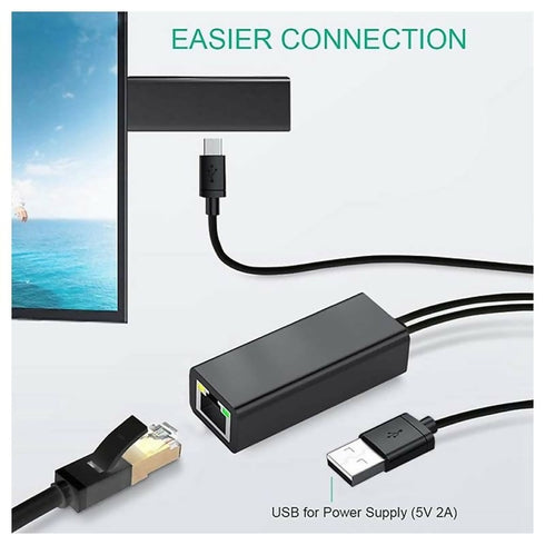 Ethernet Adapter For Fire Tv Stick Micro USB To Rj45 Cable